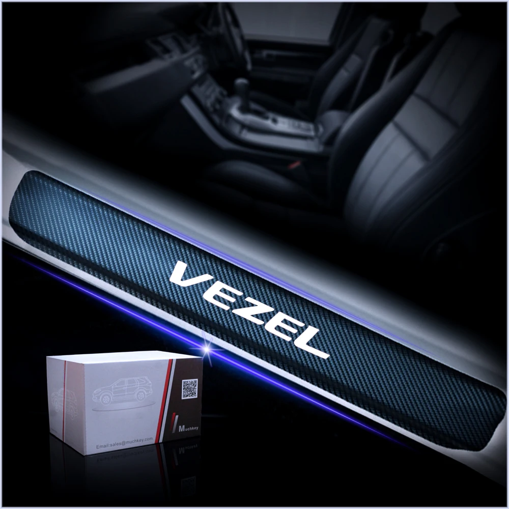 

Car Door Sill Protector Scuff For Honda Vezel 4D Carbon Fiber Vinyl Sticker Door sill guard Interior Car Accessories 4Pcs