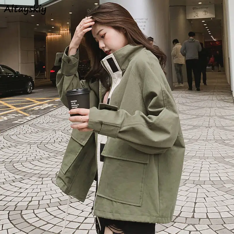 Базовые Женские куртки-карго в японском стиле унисекс универсальные осенние
