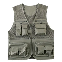 mens tactical fishing vest multi pocket mesh sleeveless waistcoat jacket breathable for outdoor camping hiking surf photography