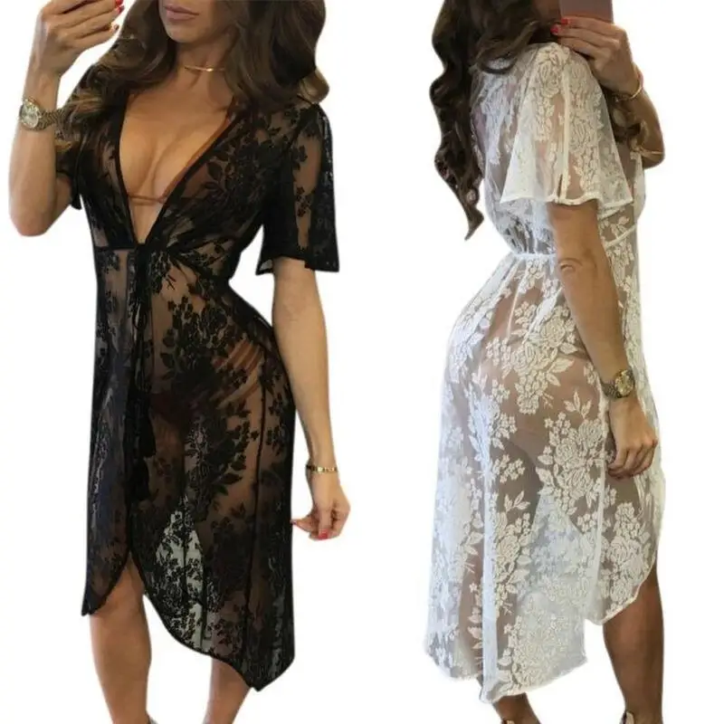 

Hollow Out Swimwear Cover Ups Women Print Bikini Cover-Ups Beachwear