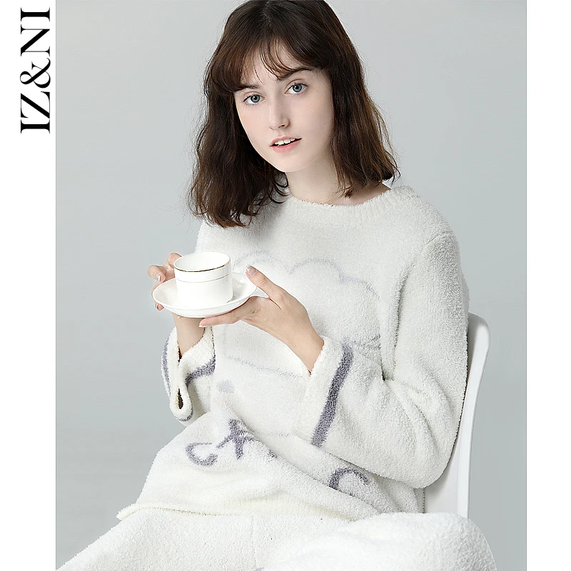 

★IIZZINI original pajamas more female soft warm winter sweet white trousers leisurewear suit