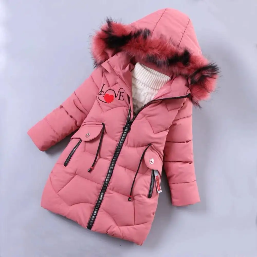 Зимние куртки для девочек; пальто; детская верхняя одежда; теплая одежда; плотное пальто; ветрозащитные детские зимние парки; цветная верхняя одежда с меховым воротником