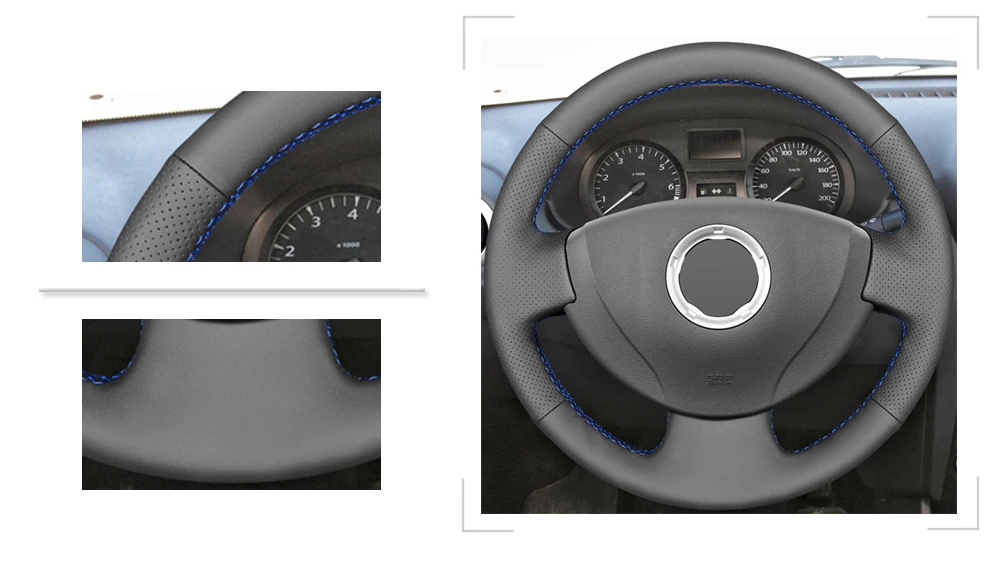 Черный PU искусственная кожа DIY чехол рулевого колеса автомобиля для Renault Logan 1 Sandero Symbol Clio Twingo Lada Largus Nissan Almera G15