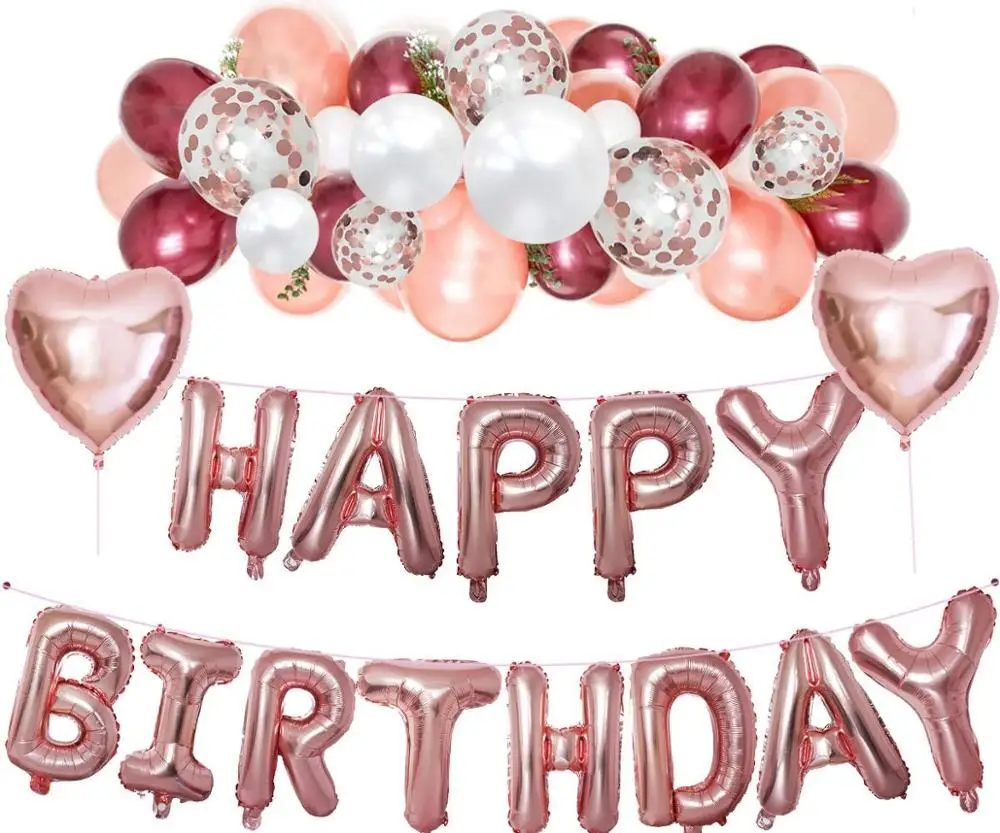 Украшения для дня рождения украшения розовое золото с днем баннер девочек