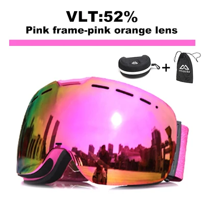 pink orange lens Mosodo магнитные лыжные очки сноуборд снегоход противотуманные лыжные очки снег большие сферические зимние лыжные очки осветляющие Лен - Цвет: pink orange lens