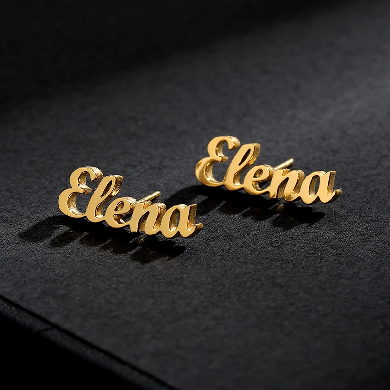

Custom Name Stud Earrings For Women Stainless Steel Earrings Any Pattern For Best Friend Girls Jewelry aretes de mujer