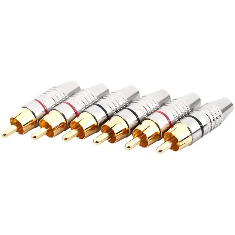 RCA штекер Адаптер аудио Phono позолоченный припой разъем Hi End 6 Pack