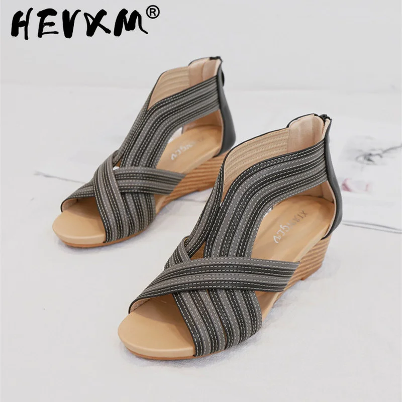 

Женские Босоножки на каблуке-танкетке, с молнией