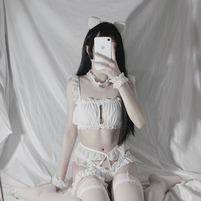 Sexy Underwears Chiffon Cat Suit New Love Hollow Underwear Girl Women Uniform Temptation Lingerie |