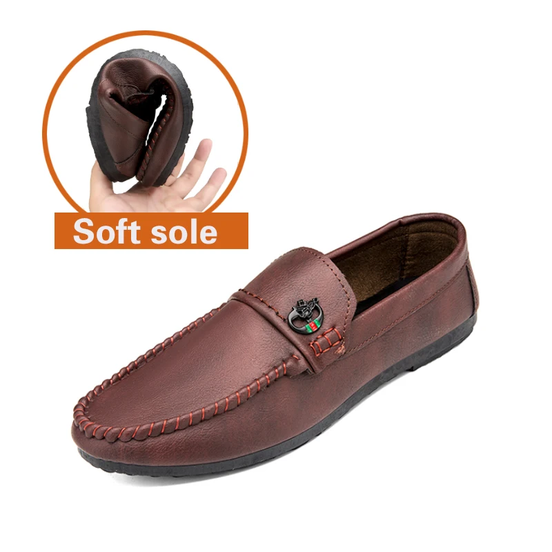 

Туфли мужские кожаные, итальянские лоферы, дышащие Нескользящие, плоская подошва, повседневная мягкая обувь для вождения, Мокасины, черные