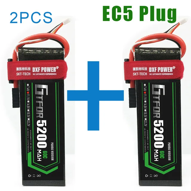 2PCS3S500mahEC5 2 шт. батарея Lipo 3s 4S 11,1 V 14,8 V 5200mAh 60C MAX 120C для 1:8 1:10 Радиоуправляемый автомобиль Дрон вертолет E Багги Truggy TRX автомобиль - Цвет: 2PCS3S500mahEC5