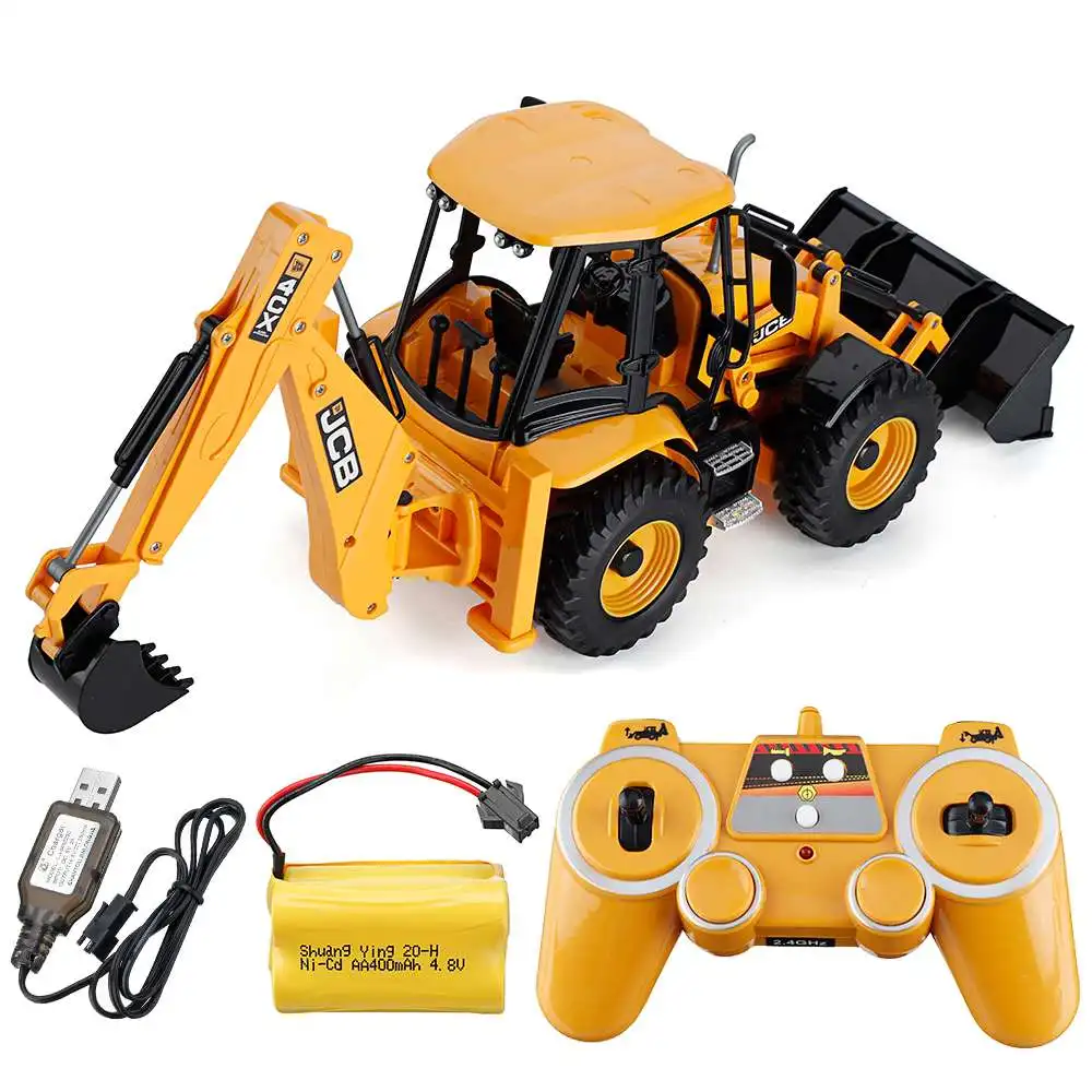 DOUBLE E E589 RC Backhoe Loader 1:20 Excavator Remote Control Car Engineering Vehicle Truck Model Bulldozer Trailer Toy for Boy | Игрушки и