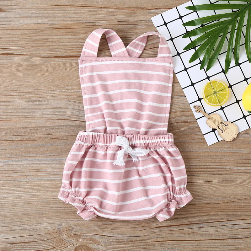 

Cute Summer One-piece Romper Kids Baby Girls Stylish Sleeveless Striped Romper Fashion Romper for Infant Baby Girls