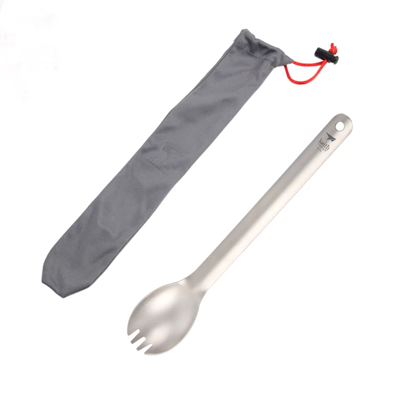 Keith Titanium Spork походная посуда для пикника с длинной ручкой Титановая Ложка