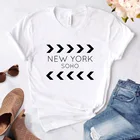 Футболка женская с надписью New York Soho, Повседневная модная рубашка с коротким рукавом, в стиле Харадзюку, на лето