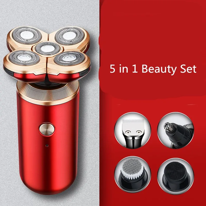 5 в 1 4D мужской перезаряжаемый электробритва с Лысой головкой плавающих головок