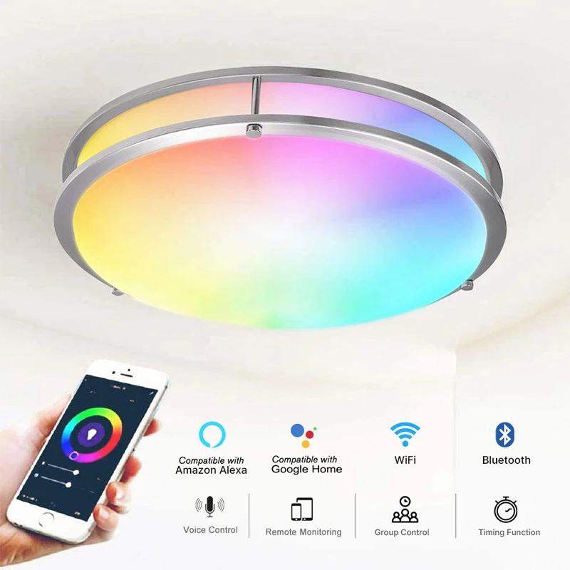 

WiFi Modern RGB LED Ceiling 15/18W Light Home Lighting APP Music Light Bedroom Lamp Smart Ceiling Lamp Remote Control