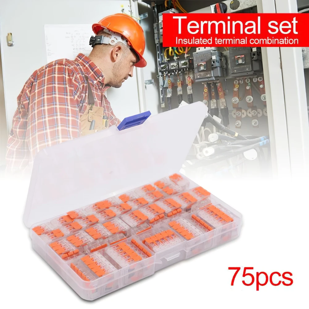 

75pcs Wire Terminal Connector Electrical Connectors Wire Block Clamp Terminal Cable Reusable universal compact terminal block