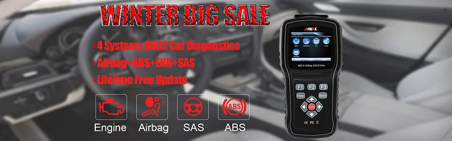 Ancel AD610 OBD2 сканер ABS подушка безопасности SAS ENG диагностический инструмент аварийный сброс данных ODB сканер нескольких языков OBD Диагностика автомобиля