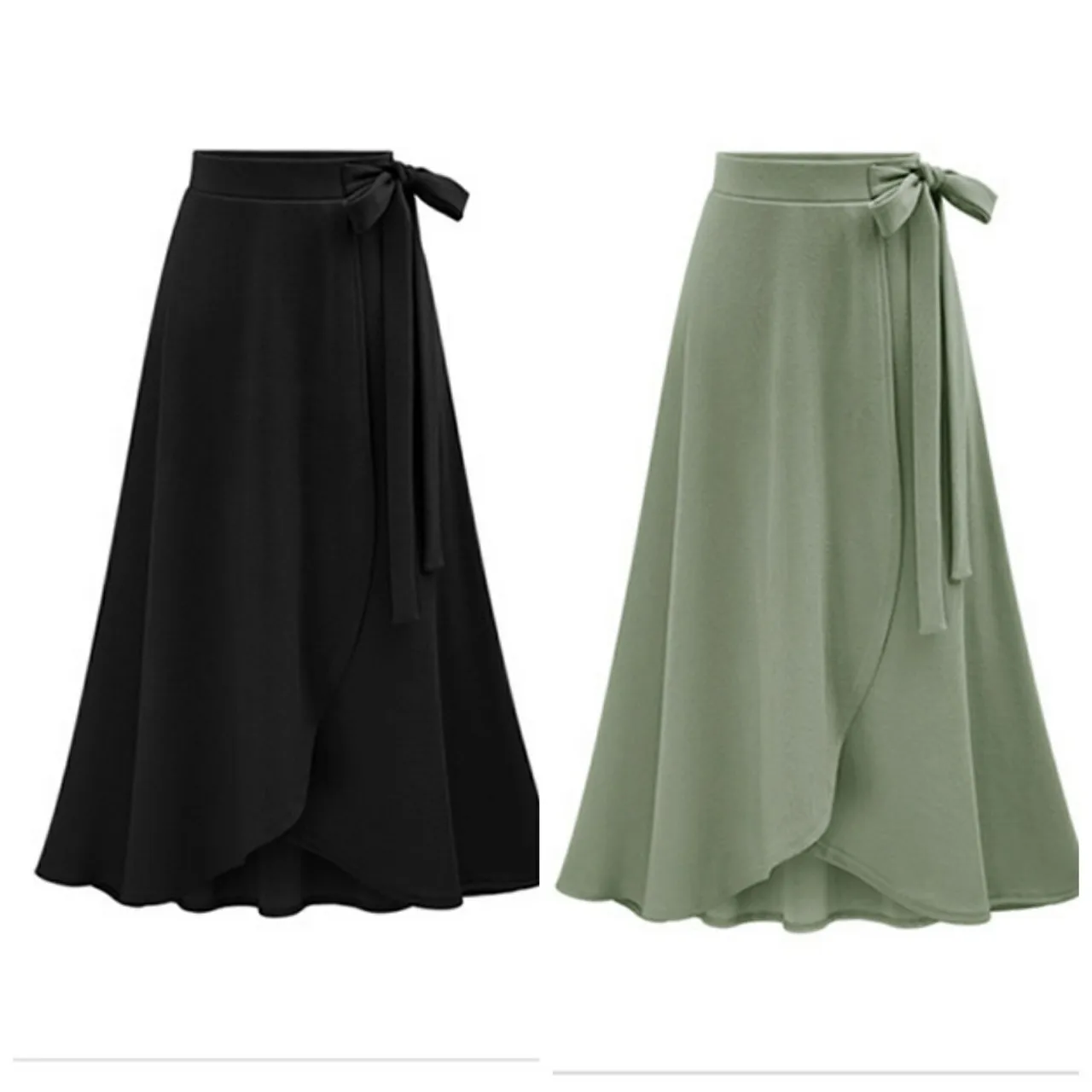 Женская Асимметричная юбка с высокой талией Повседневная Длинная Однотонная