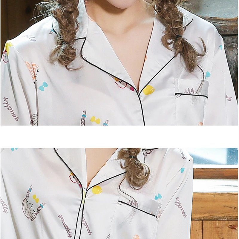 

2020 Ladies Home Service Lapel Long Sleeve Home Hugh Pine Leisure Wide Cardigan Pajama Set Fashion Women's Home Clothes Pajamas