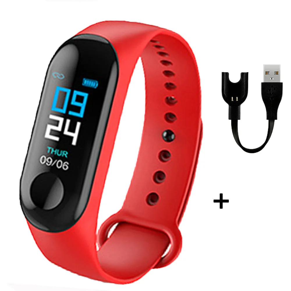 red watch Rovtop мужские умные часы M3 Plus, браслет, браслет, монитор сердечного ритма, кровяное давление, фитнес-трекер, жизнь, водонепроницаемые Смарт-часы - Цвет: red watch
