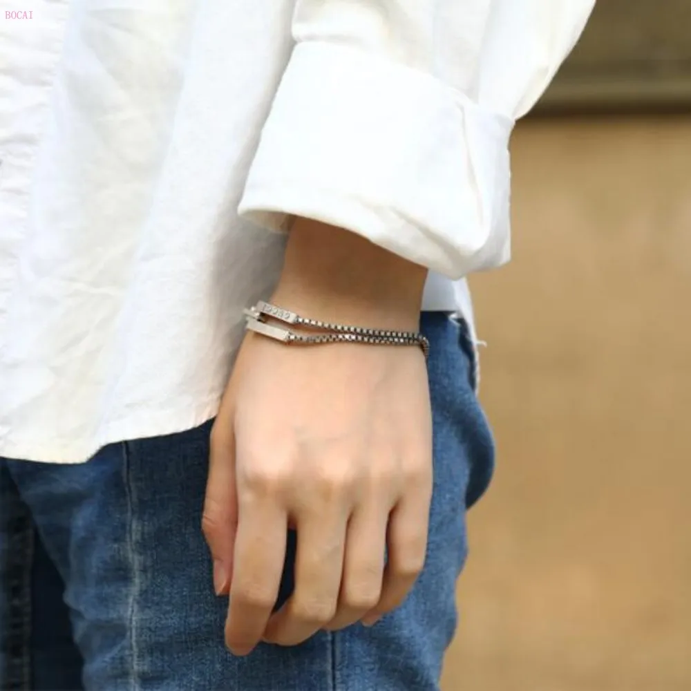 BOCAI S925 Серебряный браслет тайский серебряный прилив мужская сумка в стиле ретро