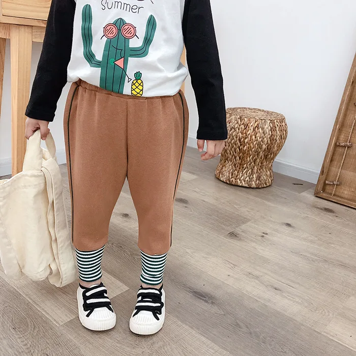 Autumn boys girls Spliced striped sports pants kids cotton soft 5 colors casual all-match trousers 2-7Y