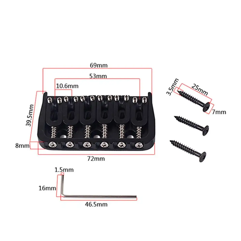 

GA890 Durable Portable 6 Strings Saddle Black Bridge Electric Guitar Accessories