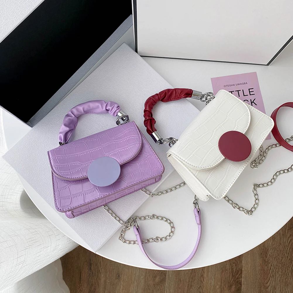 Женская сумка-тоут портативная плиссированная PU кожаная Дамская цепочка