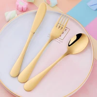 3pcsset colorful childrenstainless steel cutlery set tableware kids metal dinner knives forks soup spoon sets food dining set