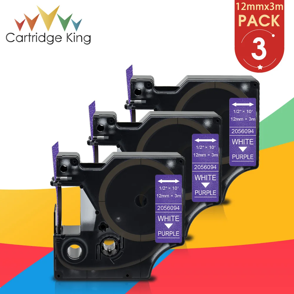 

3PK for DYMO White on Bling Purple Glitter Label Tape 2056094 for Lablemanager LM160 LM280 LabelPoint 100 150 200 250 Maker