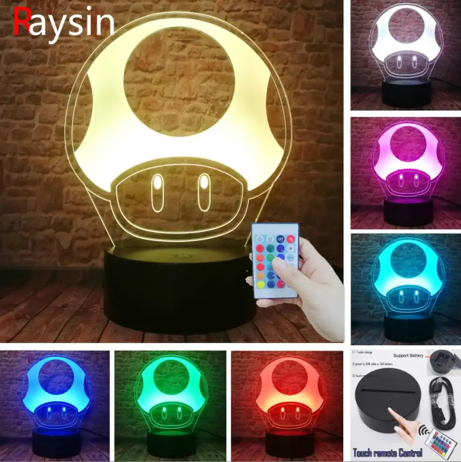 Controller 7 Color Игра Super Mario 1 Up Yoshi приведение бу длинный язык белый гриб Шарм 7 цветов Изменение светодиодный ночник для мальчиков Детские Рождественские Игрушки Подарки - Испускаемый цвет: Controller 7 Color