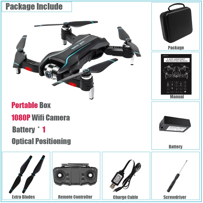 Portable 1080P 1BAT 50X зум-камера мини-Дрон с 4K HD Wifi FPV Квадрокоптер оптический поток позиционирования игрушки вертолет складной Дрон двойная камера - Цвет: Portable 1080P 1BAT