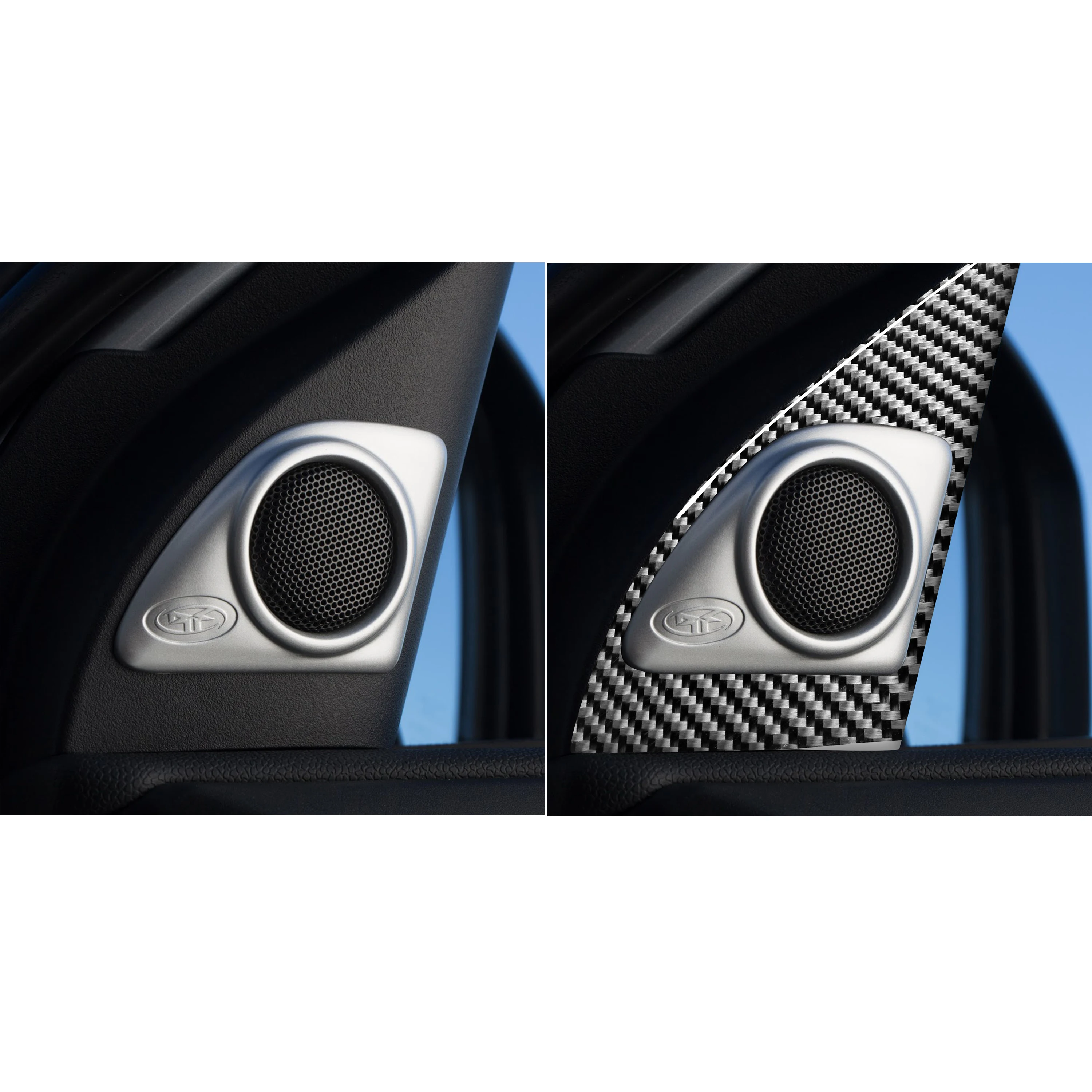 For Mitsubishi Lancer EVO X MR 2008-2015 Interior Door Tweeter Frame Carbon Fiber Sticker Both Side Speaker Trim Car Accessories
