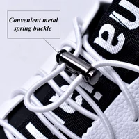 metal spring buckle lock round shoelaces elastic child adult unisex outdoor take a walk convenient sneakers no tie shoe laces
