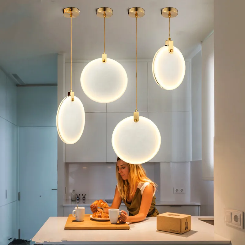 Marble pendant Light Kitchen Island Dining room led lustre nordic design Round stone suspension lamp fixtures