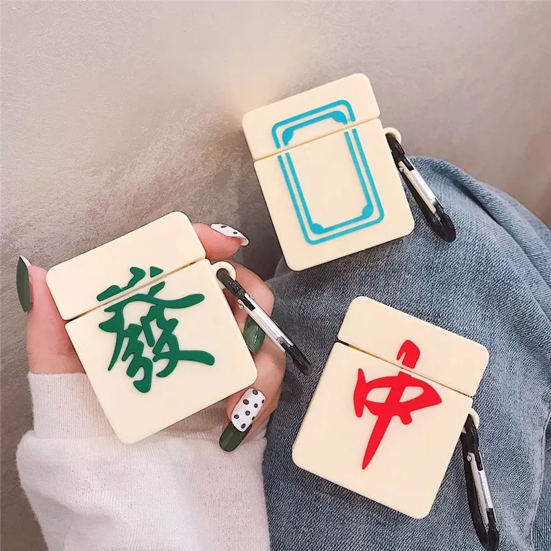 3D силиконовый чехол qute для китайского Маджонга мАч Чен Чжун фа air pods 1 2 Чехол