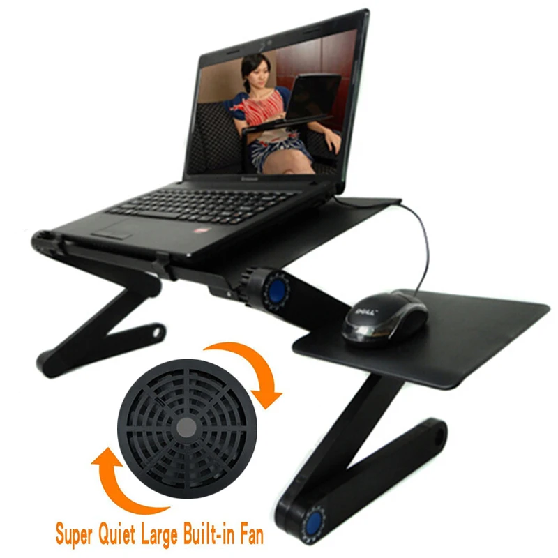 

Adjustable Aluminum Laptop Desk Portable Ergonomic TV Bed Lapdesk Tray PC Table Stand Notebook Table Desk Stand With Mouse Pad