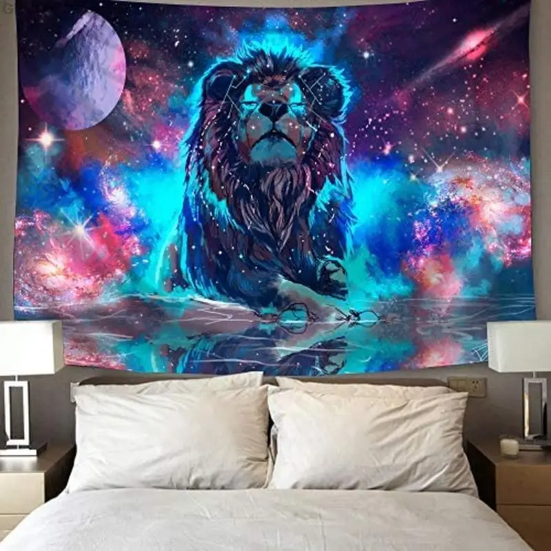 

Fantasie Tapisserie Universum Galaxy Lion Wandteppich für Schlafzimmer Tapestrys Wand Hängen für Schlafzimmer Wohnzimmer Wohnhei