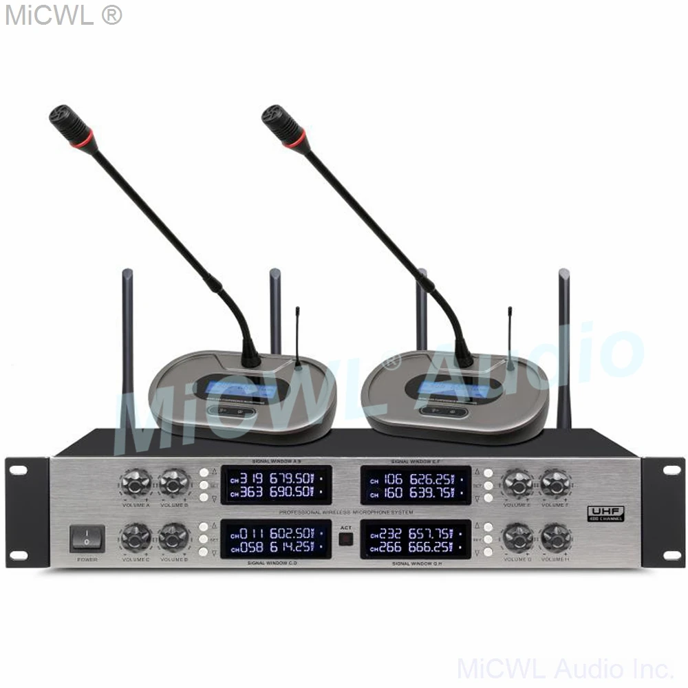 Микрофон MiCWL 3828 беспроводной 8 настольный микрофон и Двухканальный петличный D200