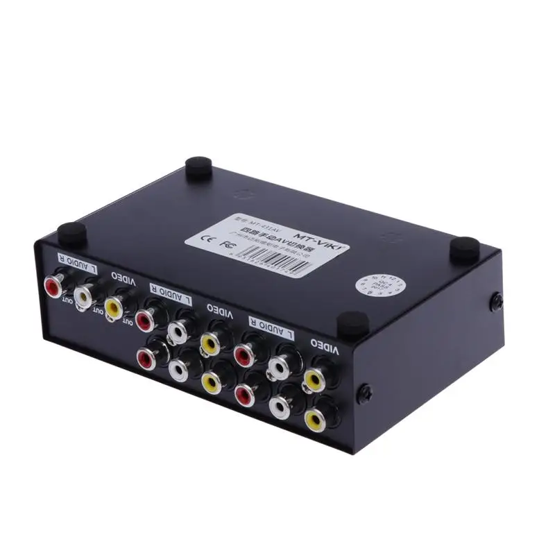 

MT-431AV 4-Way AV Switch RCA Switcher 4 In 1 Out Composite Video L/R Audio Selector 4 Port AV Audio Video RCA 4 Input 1 Output