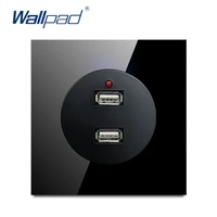 wallpad 2 usb socket charger 5v 2400ma new arrival crystal glass panel wall power socket outlet