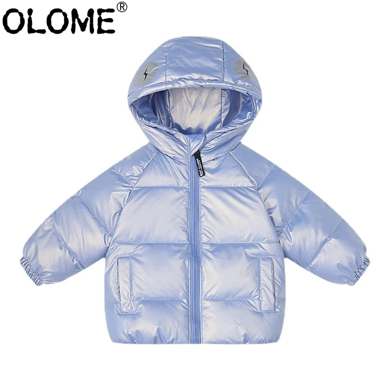 Пуховик для маленьких девочек зимняя одежда малышей блестящий пуховик мальчиков