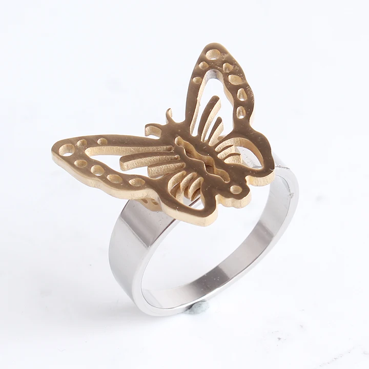 Полые золотые цветные бабочки 316l из нержавеющей стали кольца для мужчин и женщин