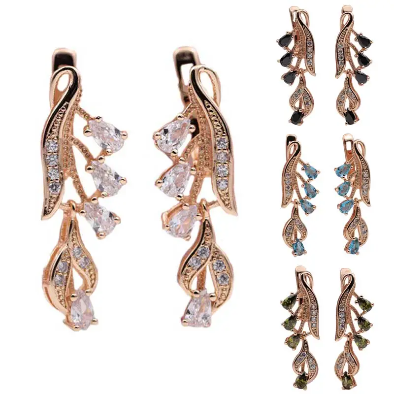 Модные многоцветные серьги в виде капли воды для женщин Кристалл Золотой нарвуал