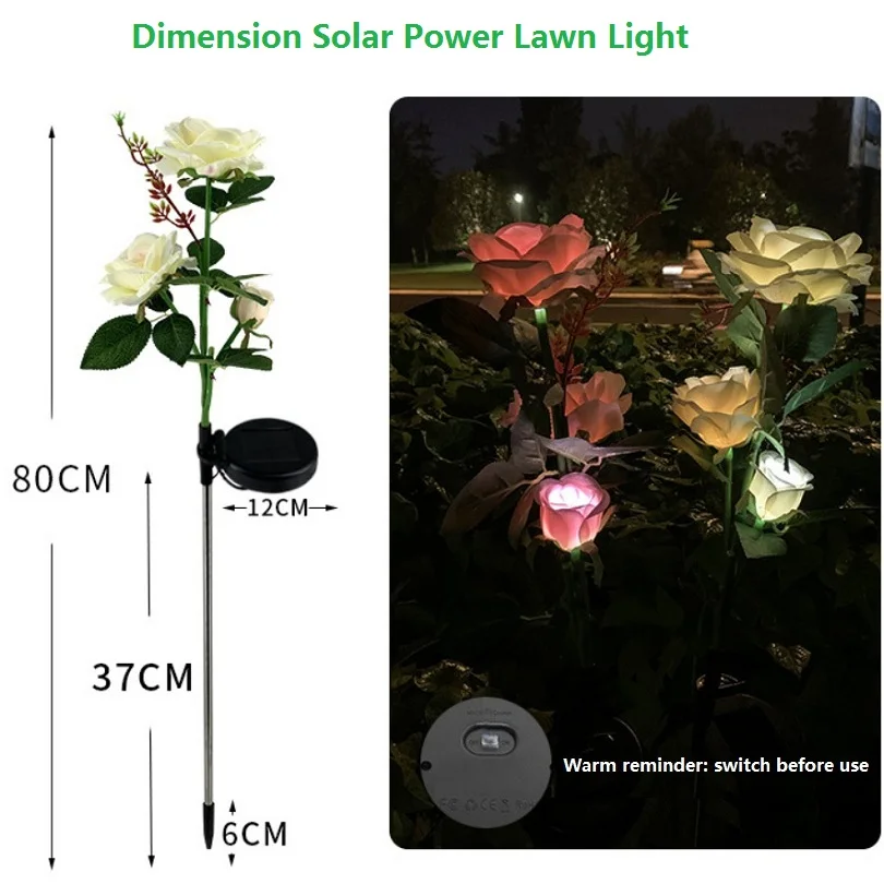 Solar Simulation Rose Garden Light LED Outdoor Decoration Lamp for Lawn/Villa/Park/Champagne/Pink/Red/Yellow White Lighting | Лампы и