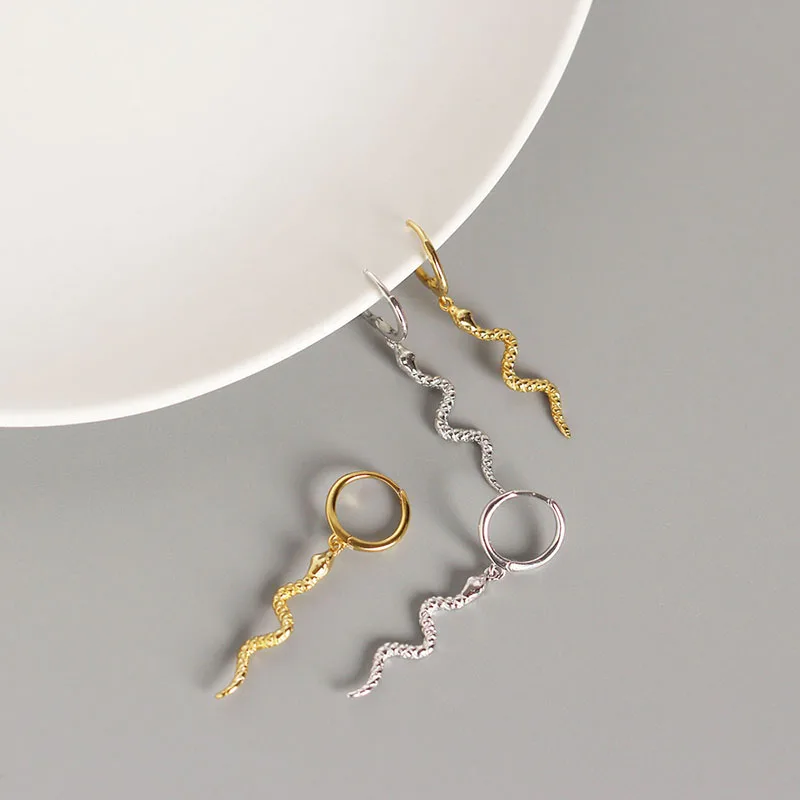 

VINY Silver 925 Jewelry Earrings For Women Snake 2021 Trend Pendientes Mujer Dangle Earring Gold/Silver Jewelry Gift