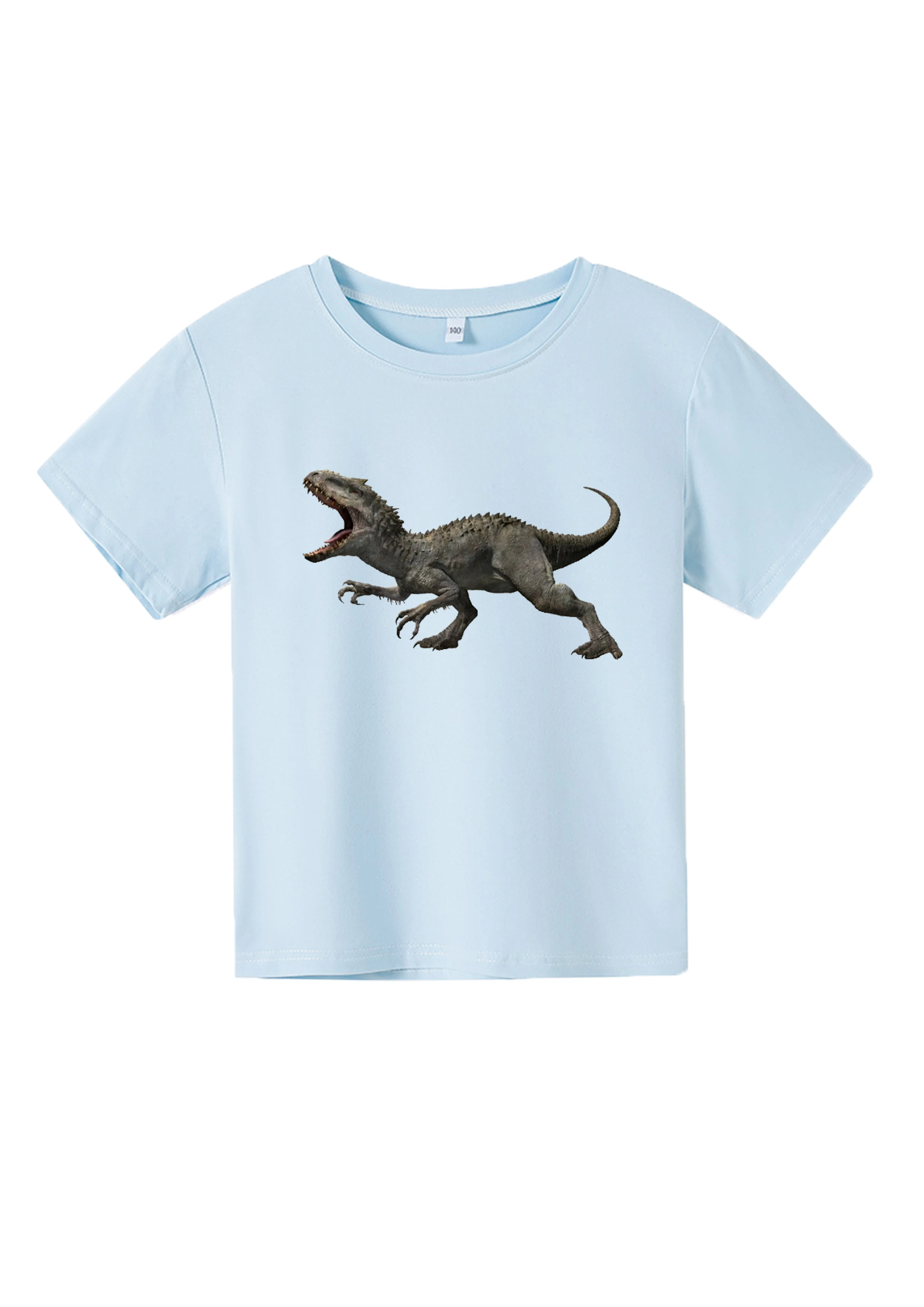 

New Summer Jurassic Park Dinosaur Animal Printed T-shirt Boy Short Sleeve T-shirt 4-14T Plus Size Tees Children Girl Tops