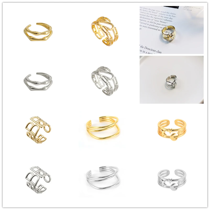 

VINY 925 Silver Korean Gold/Silver Double Layer Rings For Women Girls Fashion Irregular Finger Thin Rings Gift 2021 Jewelry